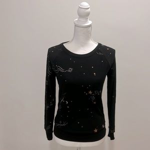 Black Long Sleeve Shooting Star Sweater